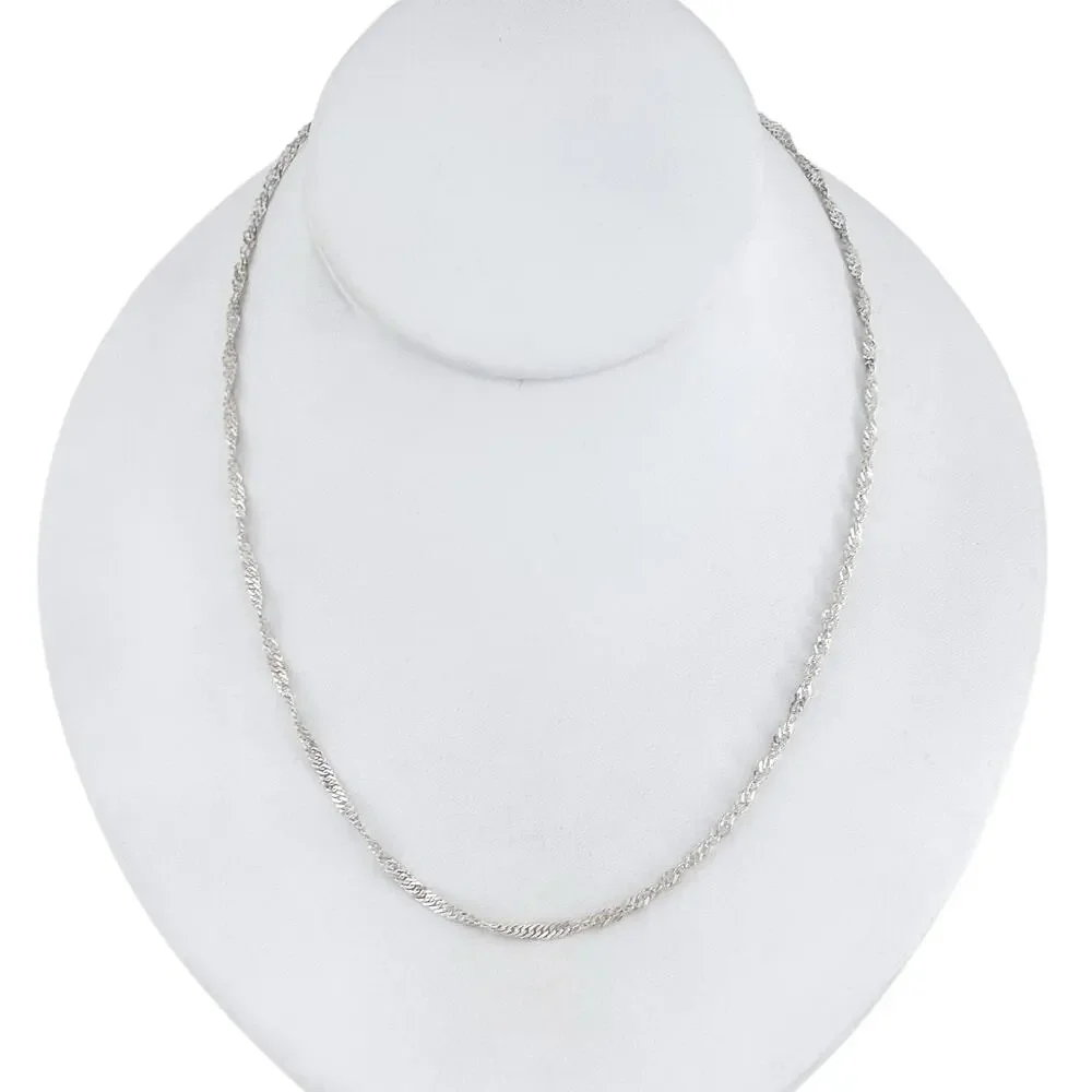Vintage Italy Sterling Silver 925 Singapore Chain Necklace 17.5